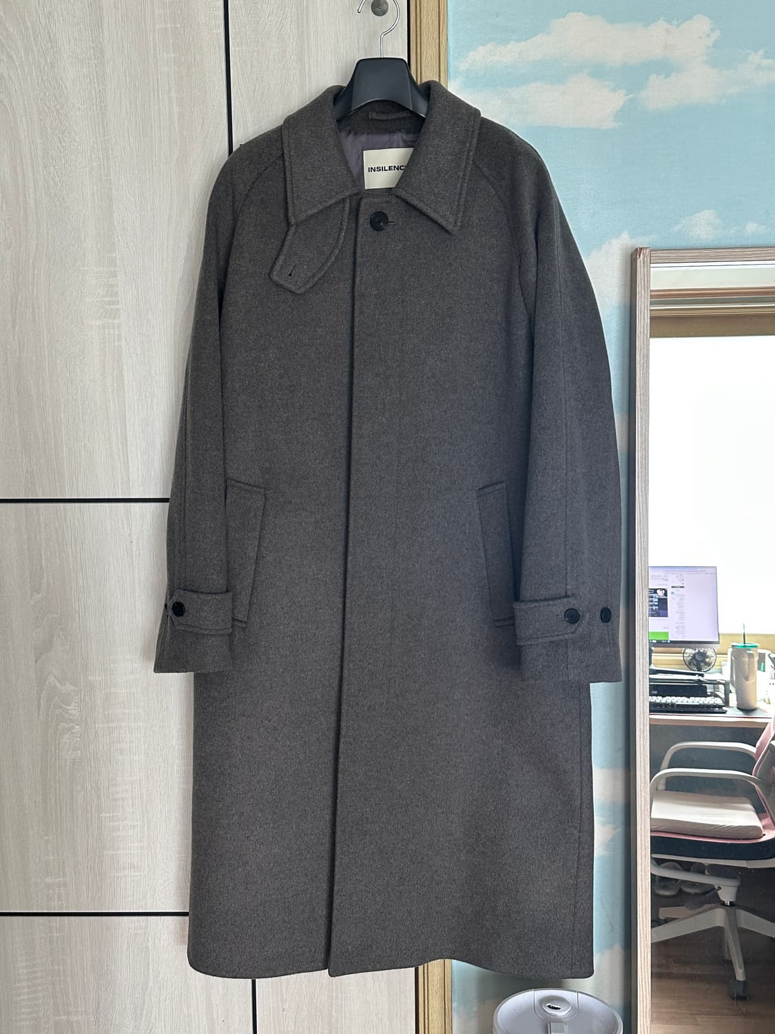 (L) 인사일런스 마펠 캐시미어 발마칸 코트 GREY BROWN 상품이미지2