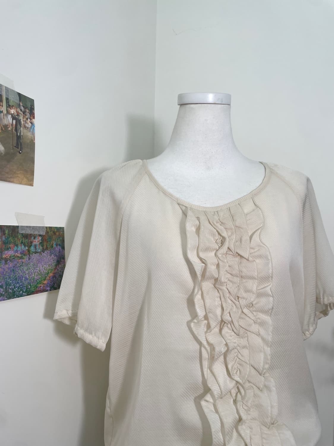 beige ivory ruffle waist string blouse 상품이미지6