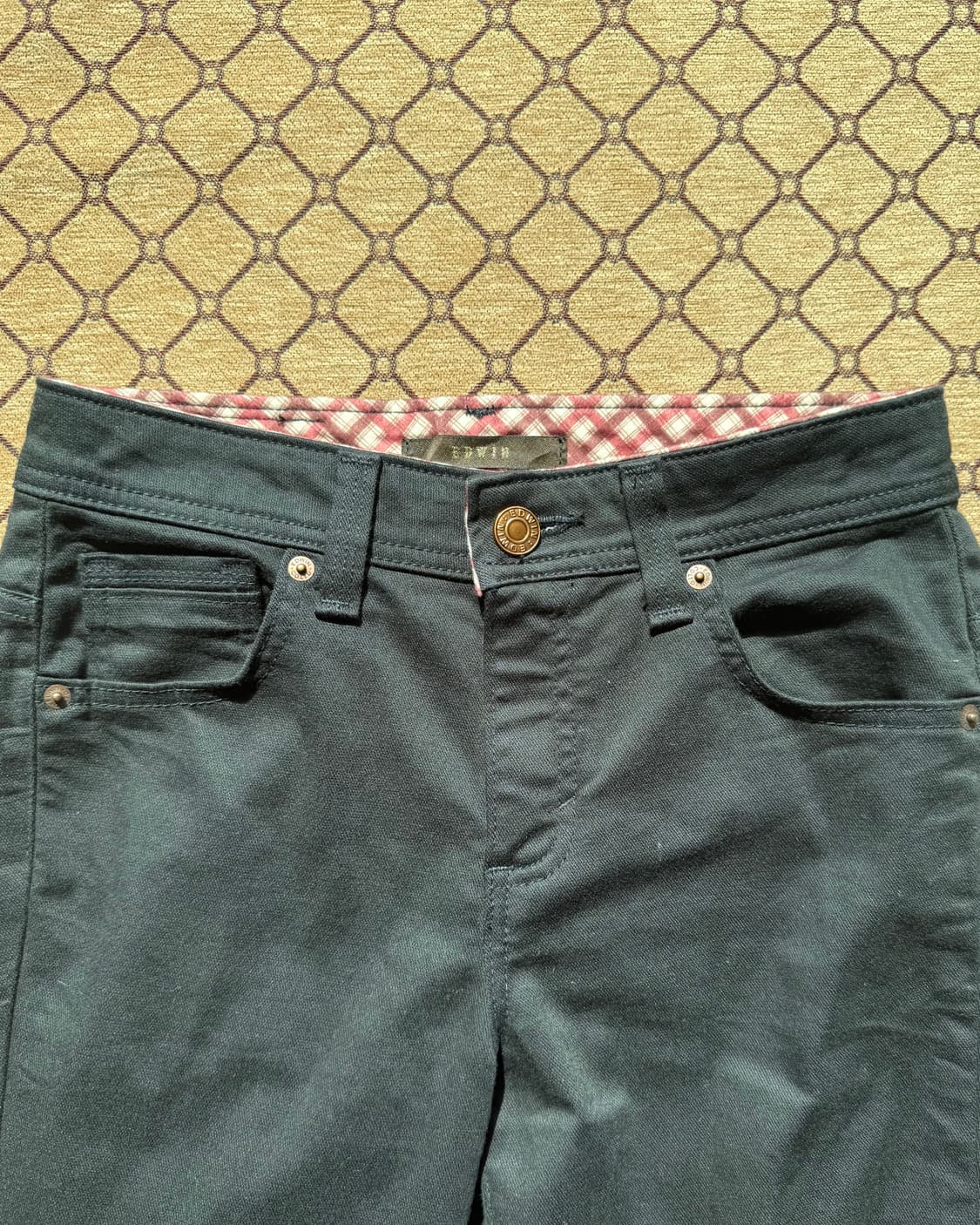 Edwin 레드 체크 블랙진 상품이미지1