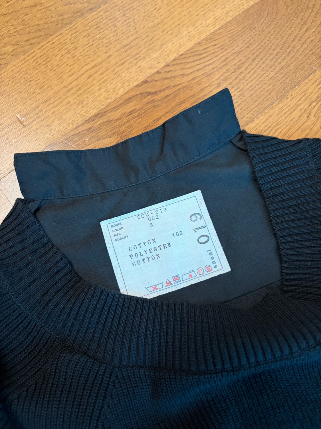 [3] 사카이 포플린 믹스 니트 원피스 블랙 상품이미지3