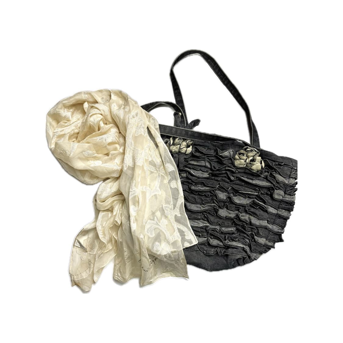 Ruffle Denim Tote Bag 상품이미지4