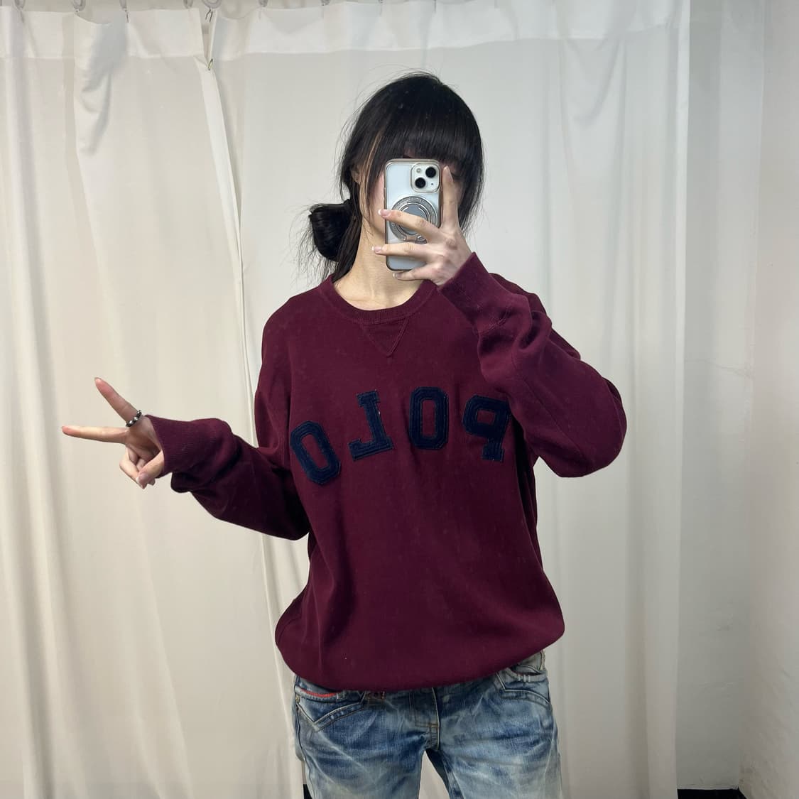 Polo Ralph Lauren burgundy big logo knit 상품이미지2