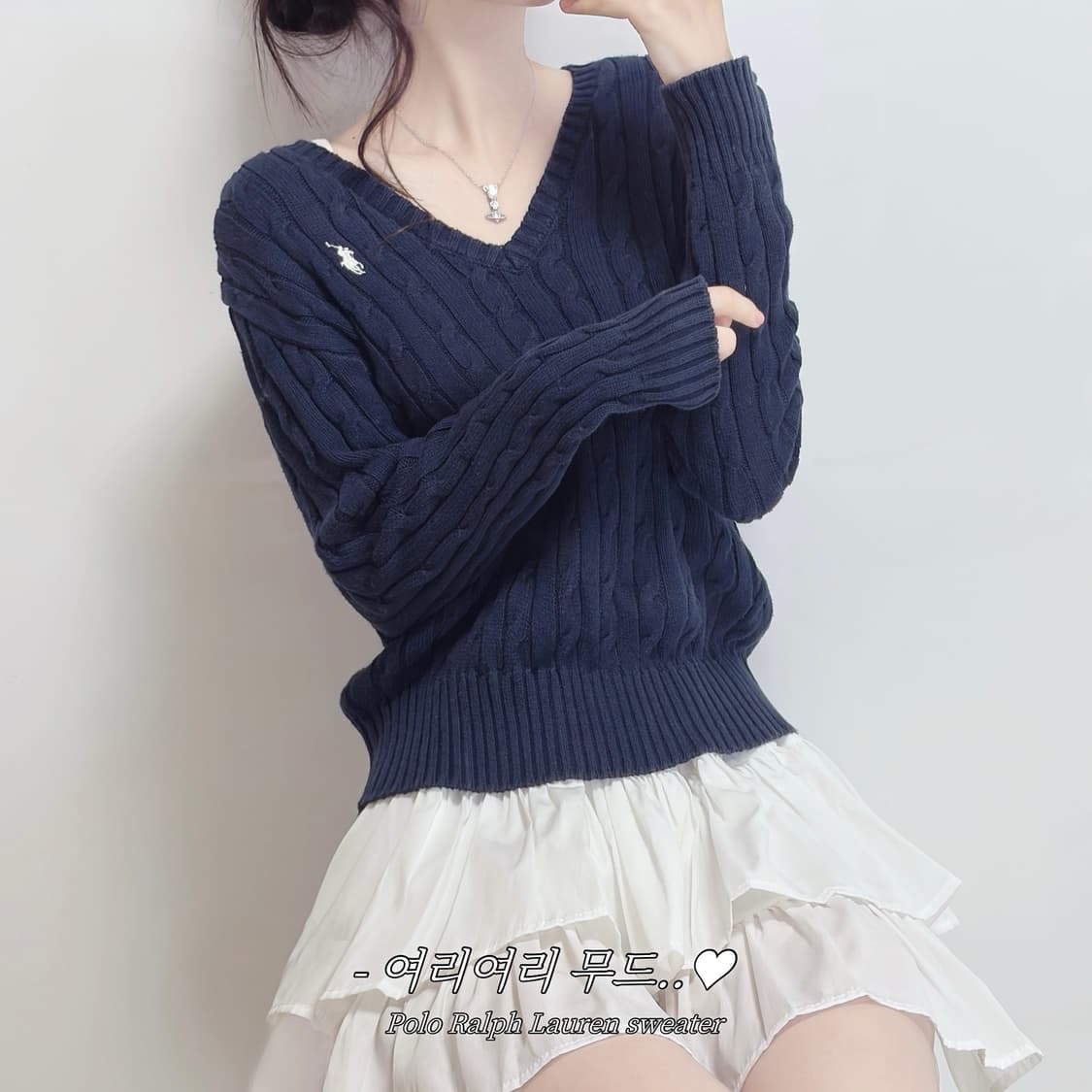 🐰폴로 랄프로렌 꽈배기 네이비 공주 니트🪽 상품이미지1