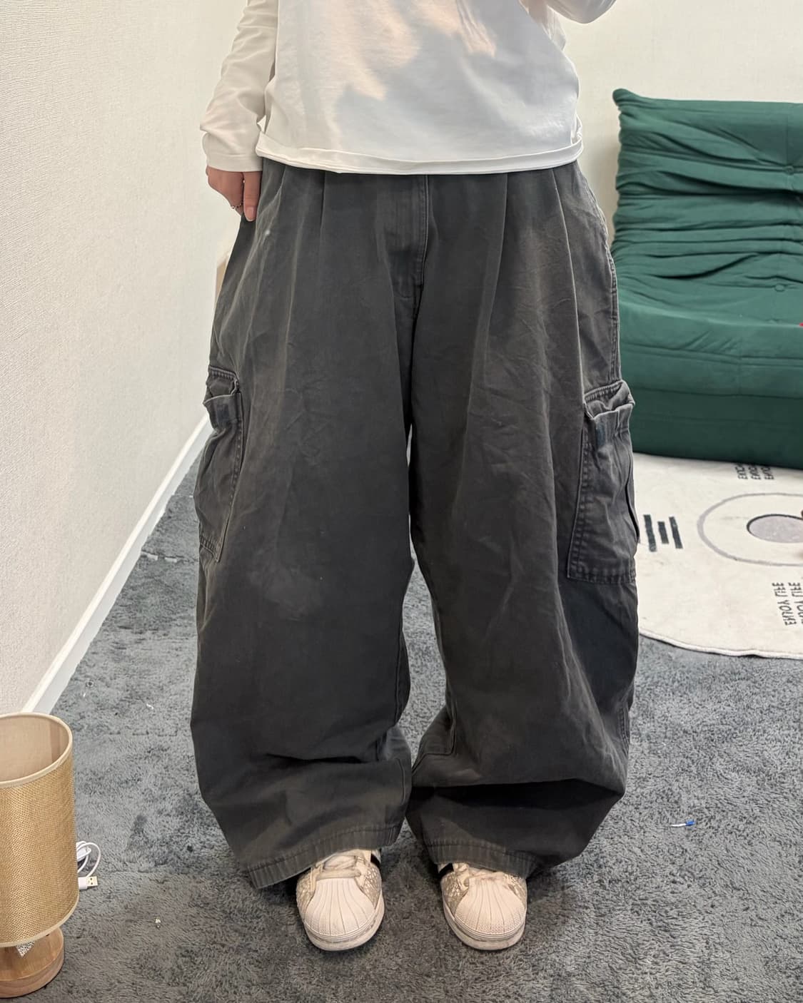 90s DICKIES charcol work cargo wide pant 상품이미지3