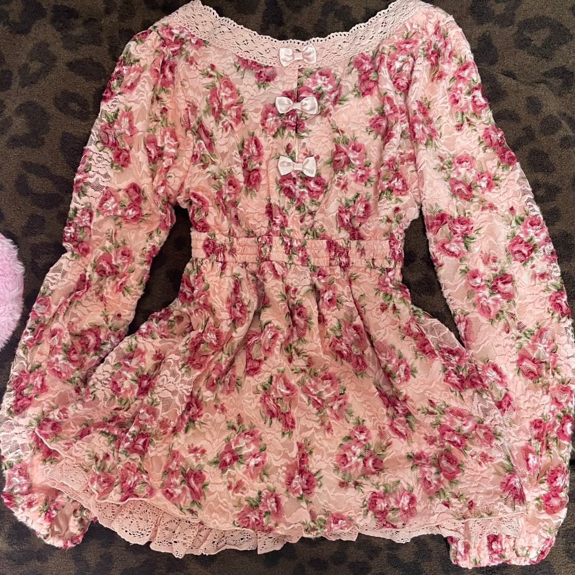 리즈리사 플로럴 3연리본 탑 블라우스 히메갸루 핀터레스트 라떼갸루 상품이미지3