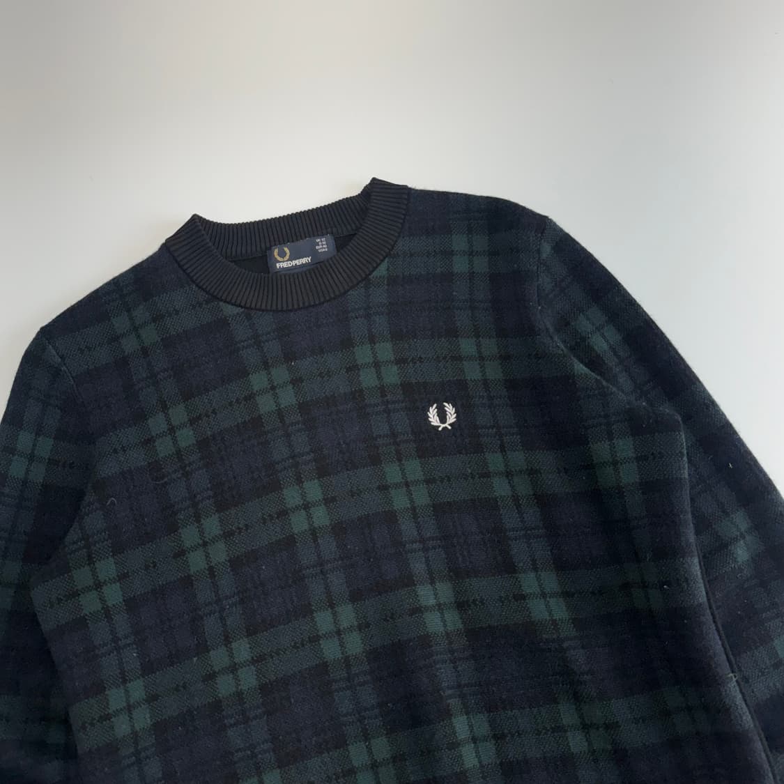 Fredperry 프레드페리 스몰로고 다크그린 체크 니트 상품이미지4