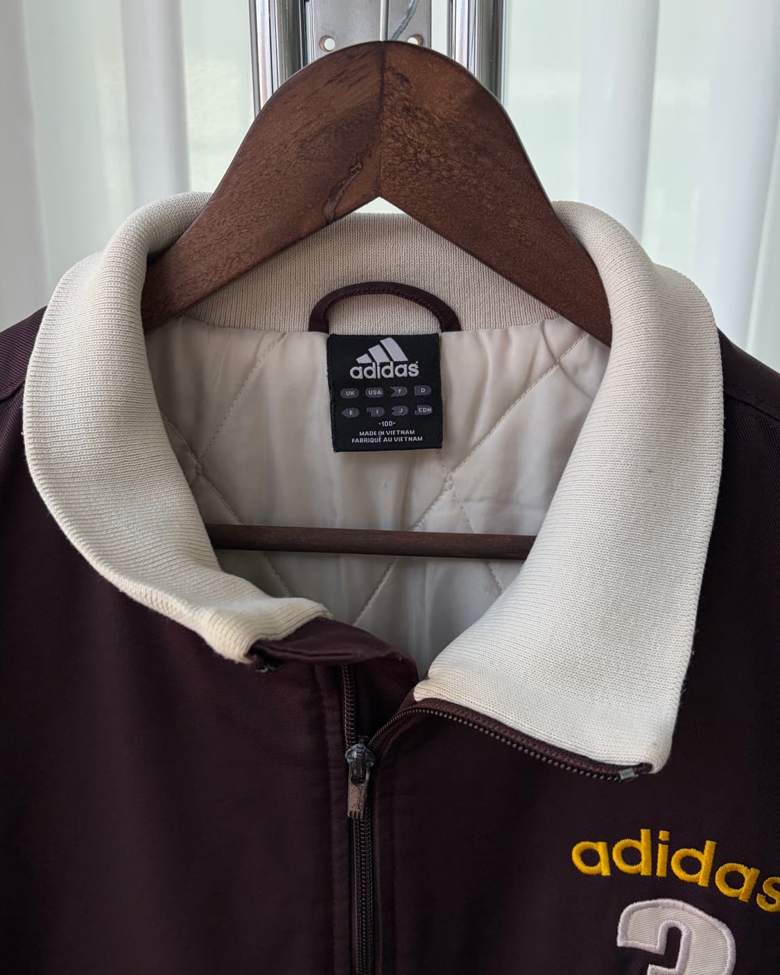 [L]아디다스 올드스쿨 버건디 크림 블루종 자켓 상품이미지8