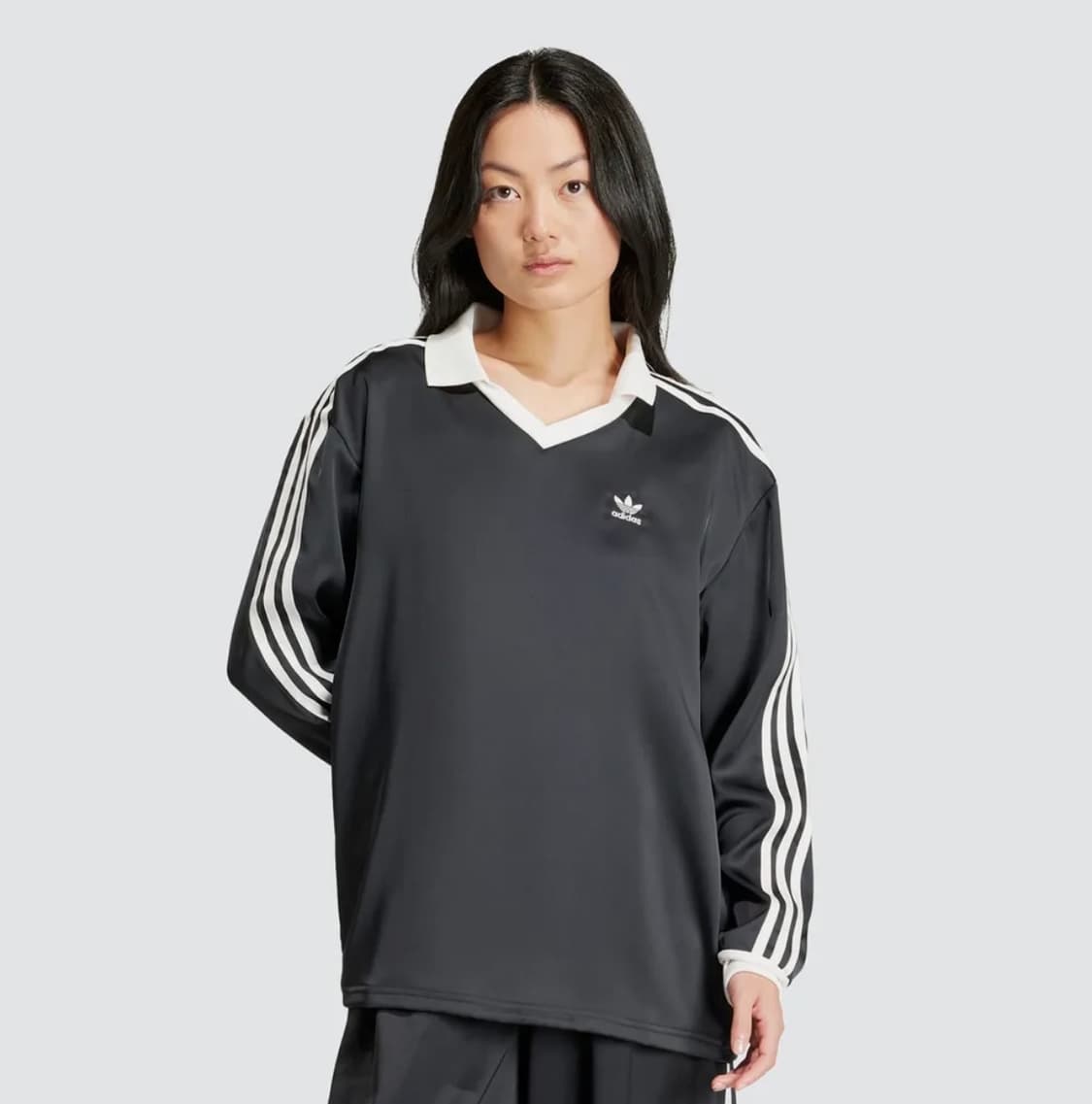 아디다스 3S 새틴 긴팔 티 - 블랙  상품이미지1