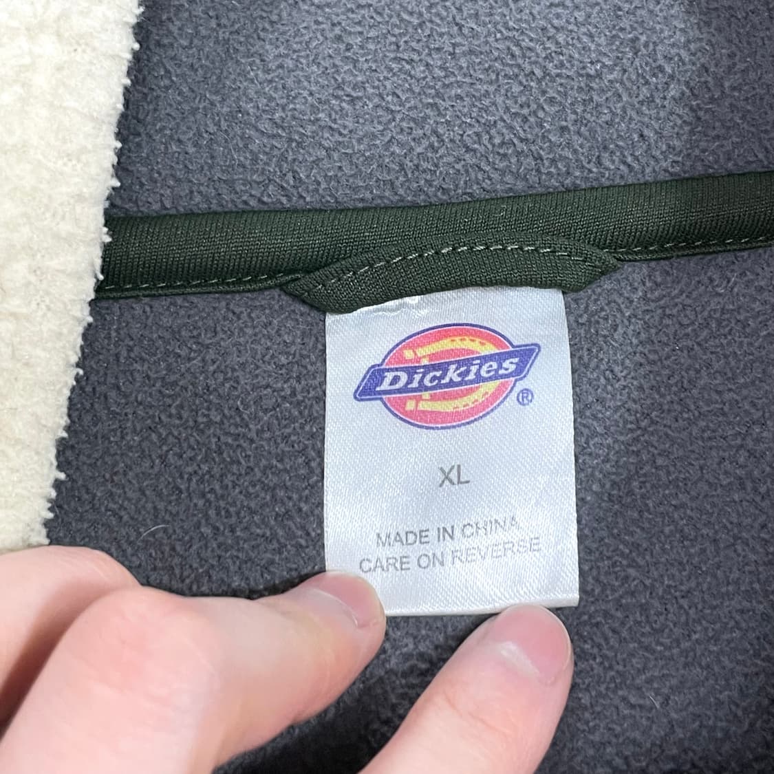 디키즈 카키 배색 베이지 플리스 집업자켓 여성S 상품이미지3