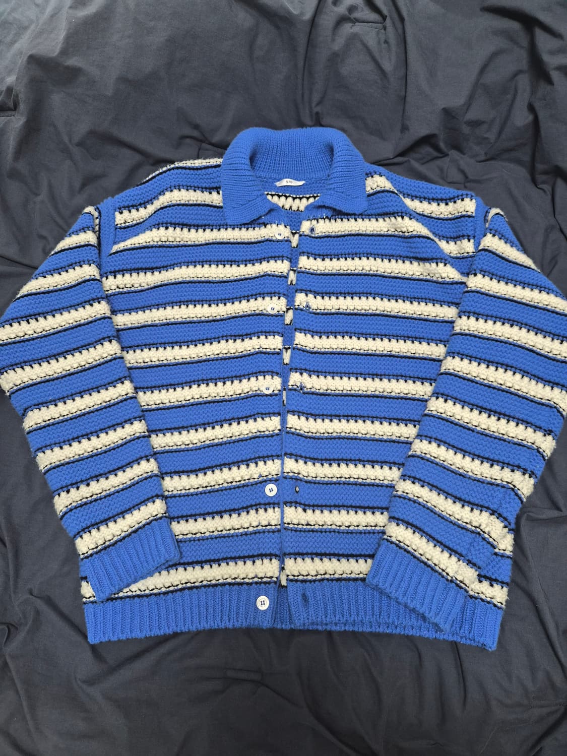 STU 스트라이프 울 카라 가디건 M사이즈 상품이미지2