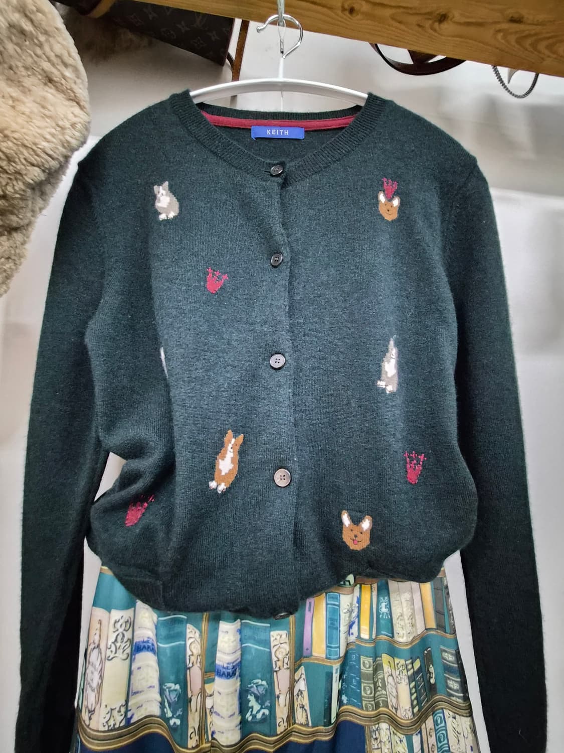 키이스 순모가디건. lusso 언발 일러스트 스커트 상품이미지2