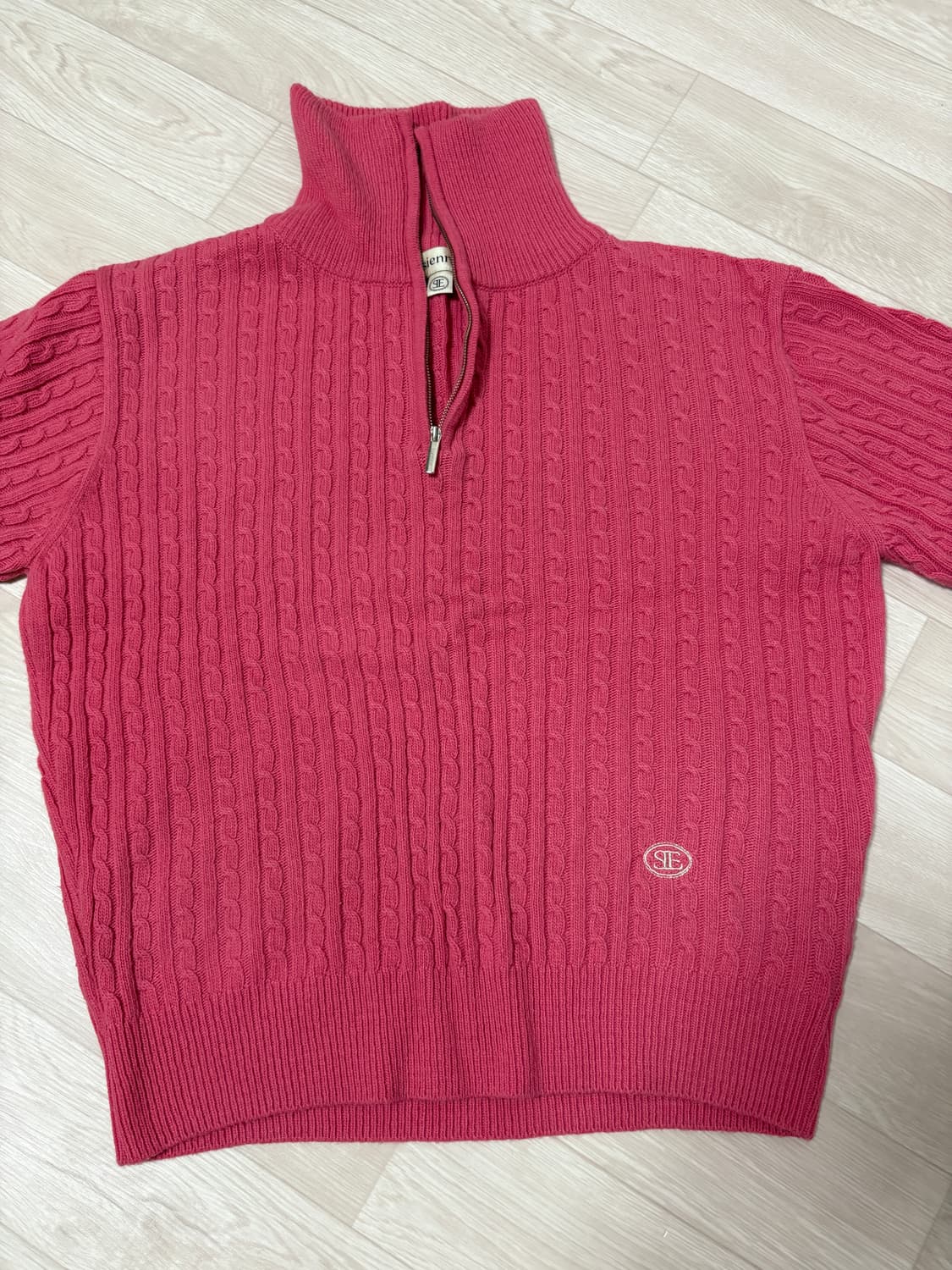 시엔느 classic zip up knit 핑크 상품이미지1