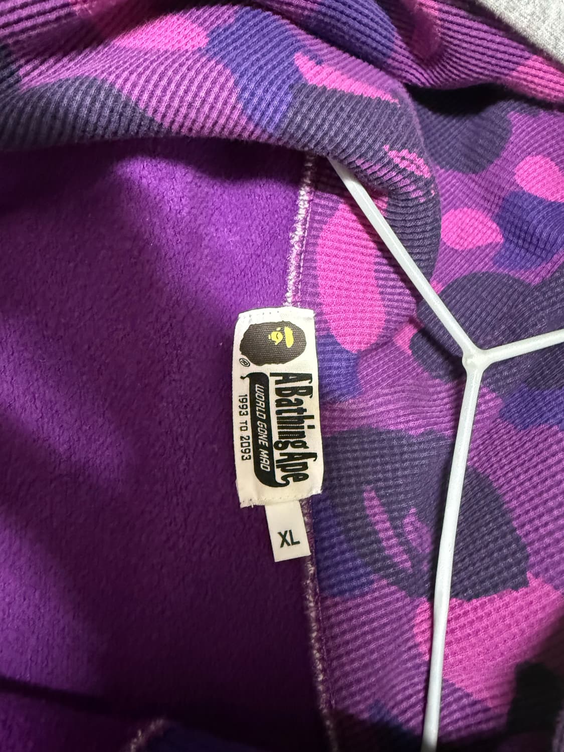 베이프 컬러 카모 써멀 패치 루즈핏 후드 집업 상품이미지3