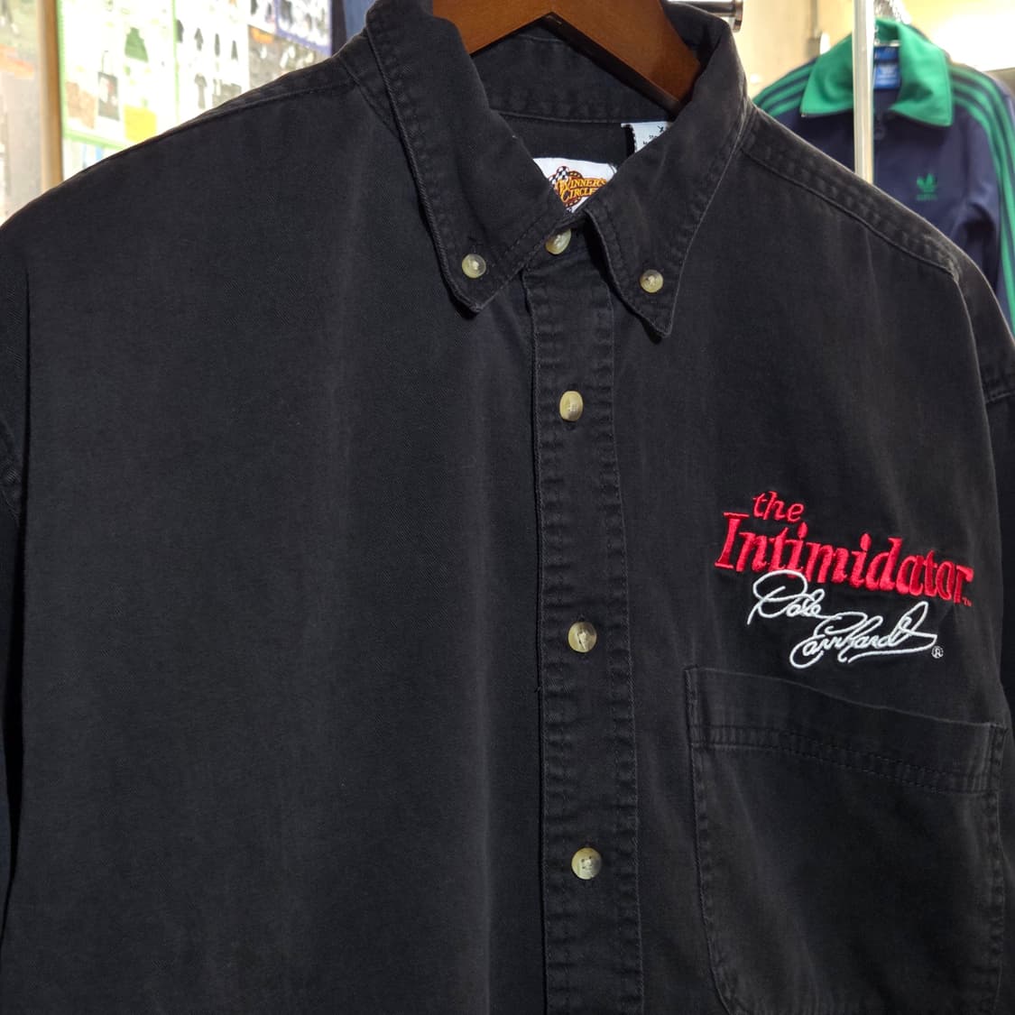 빈티지 블랙 자수 패치워크 코튼 셔츠 상품이미지2