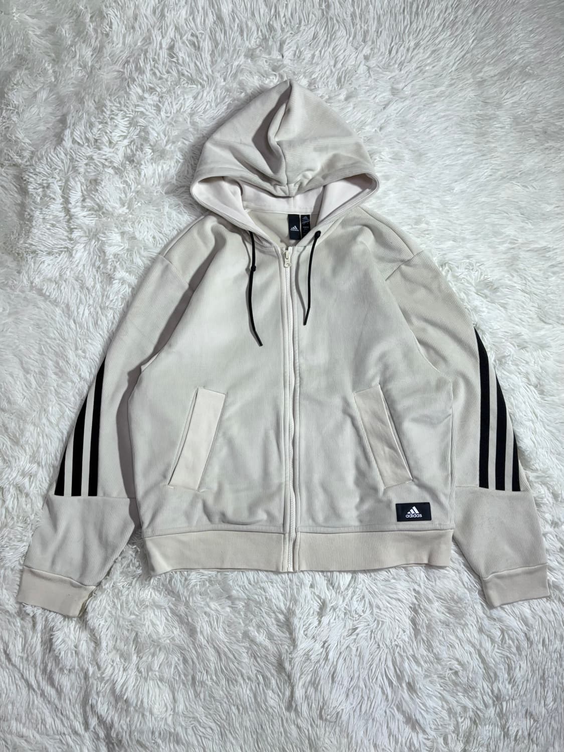 아디다스 코듀료이 아이보리 삼선 후드집업  상품이미지3