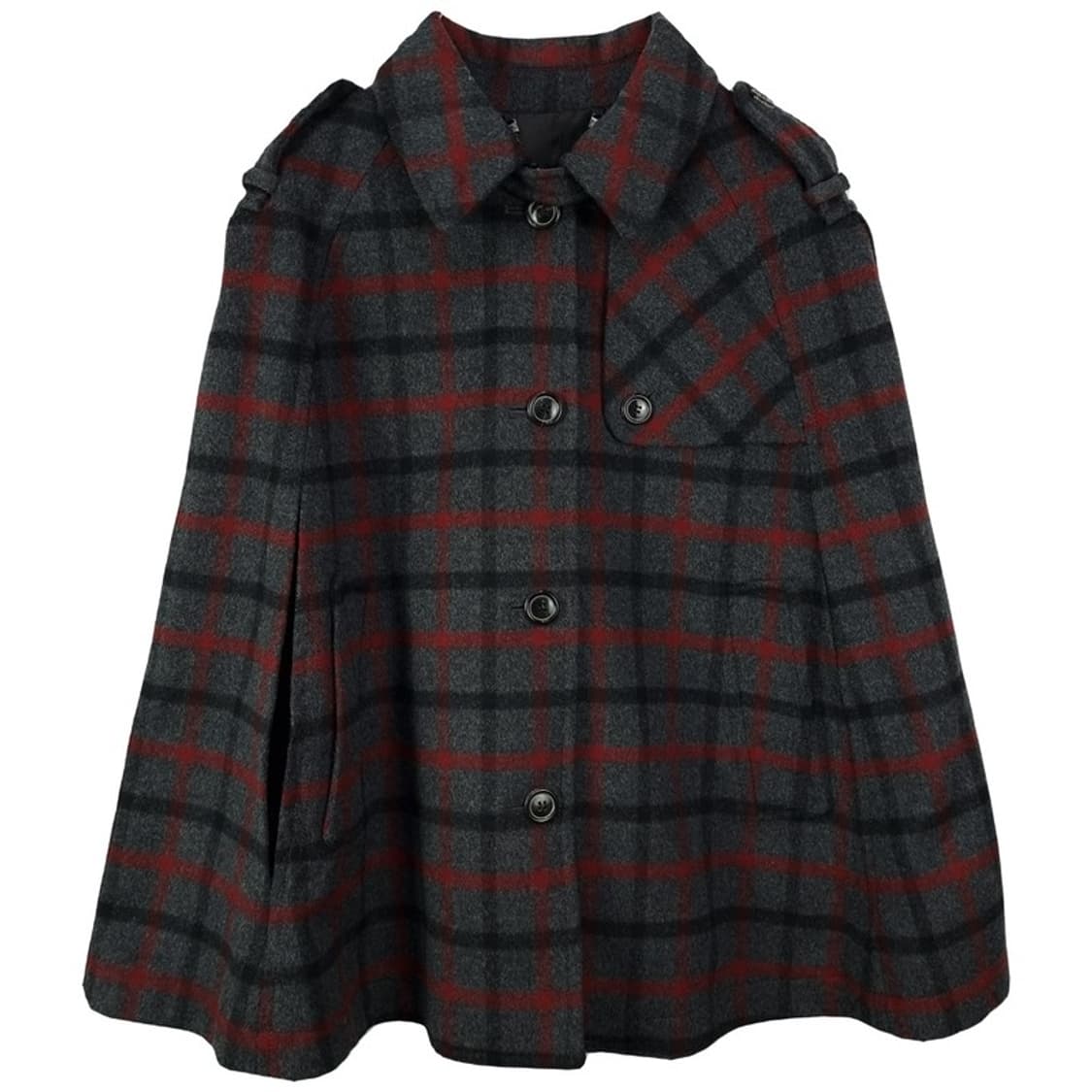 키이스 런던 모직 체크 케이프 코트 챠콜 M19792 상품이미지2