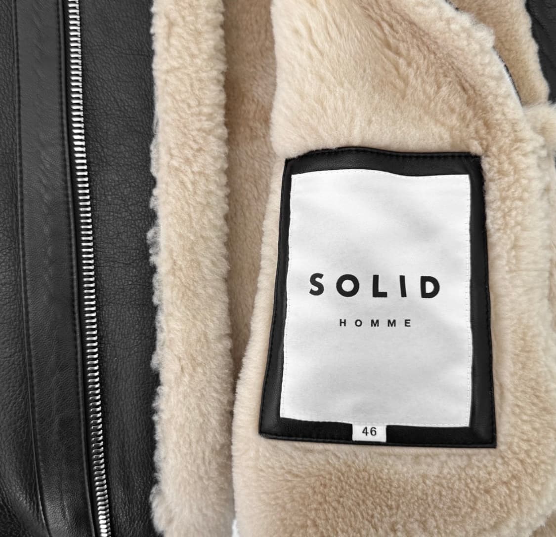 [46] 솔리드옴므 남성 램스킨 레더 양털 시어링 무스탕 자켓 블랙 상품이미지7