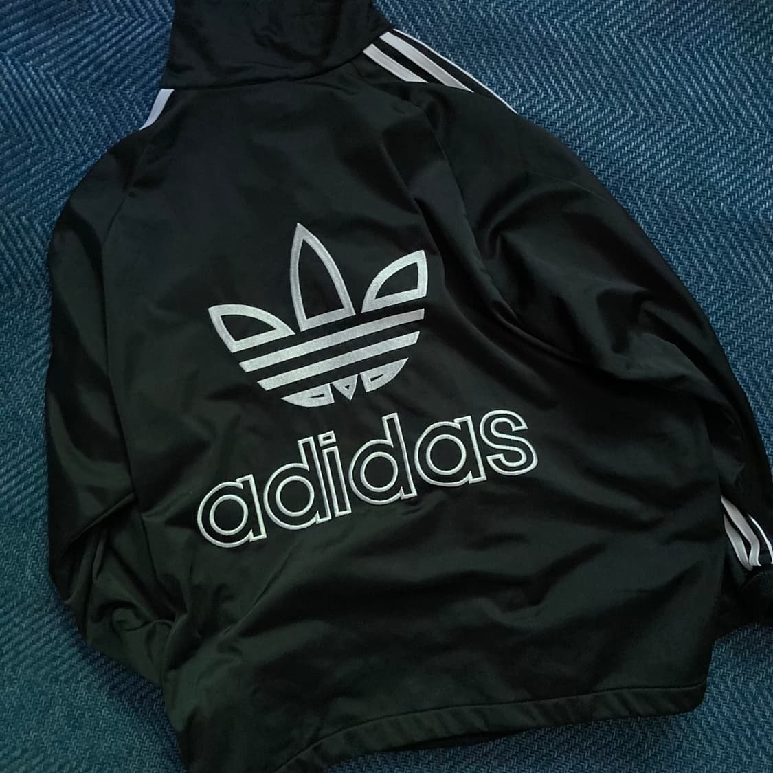 빈티지 adidad 아디다스 파이어버드 불꽃 자수 로고 져지 짚업 블랙 상품이미지3