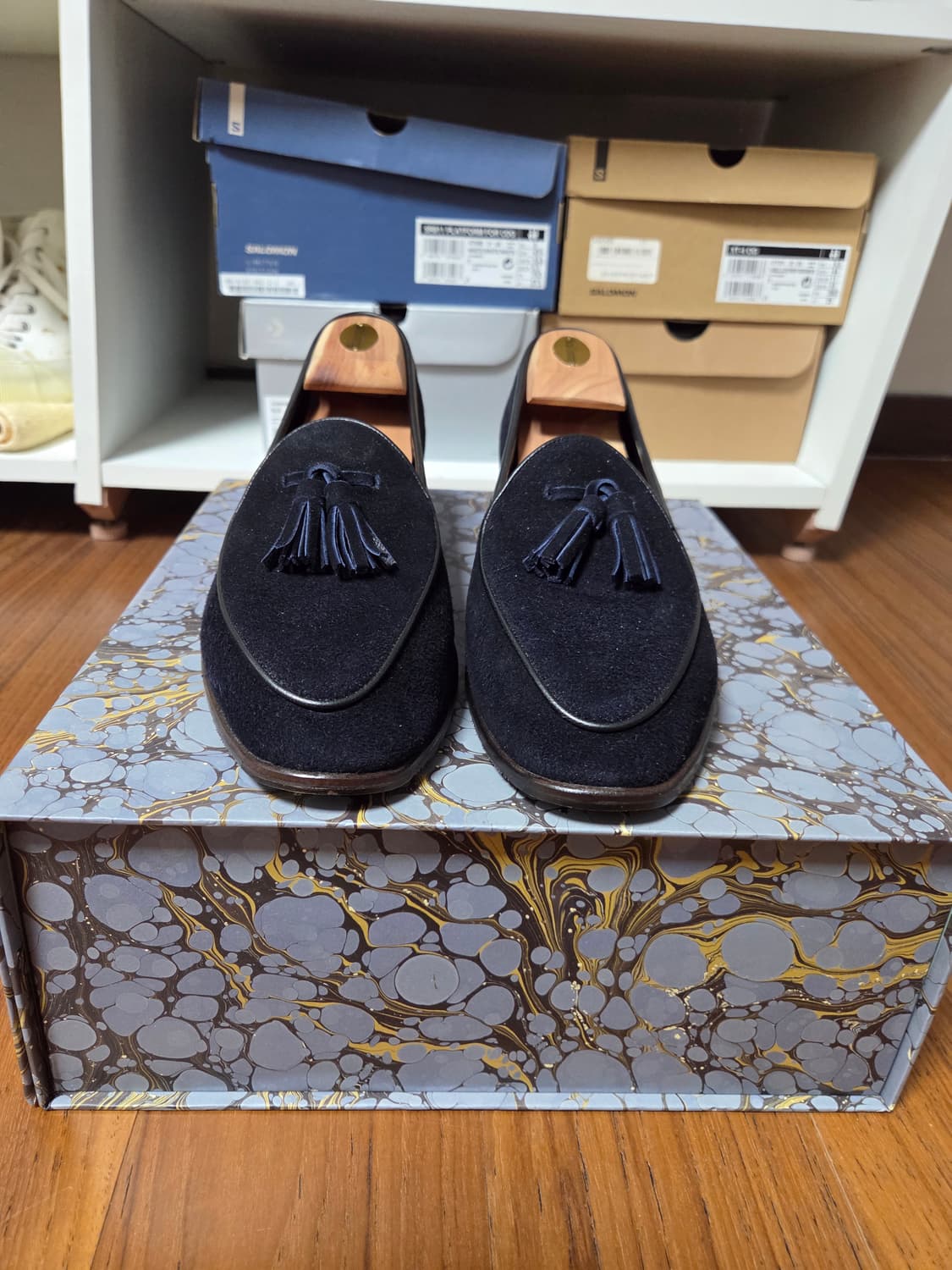 Baudoin & Lange 다크네이비 스웨이드 태슬 로퍼 남성 구두 상품이미지1