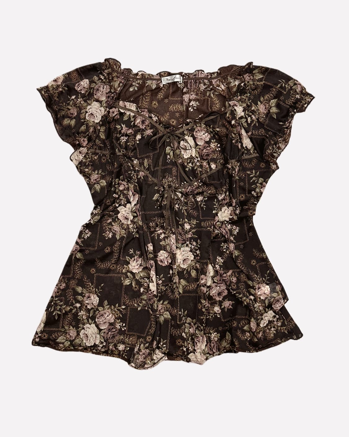 brown rose frill ribbon top 상품이미지1