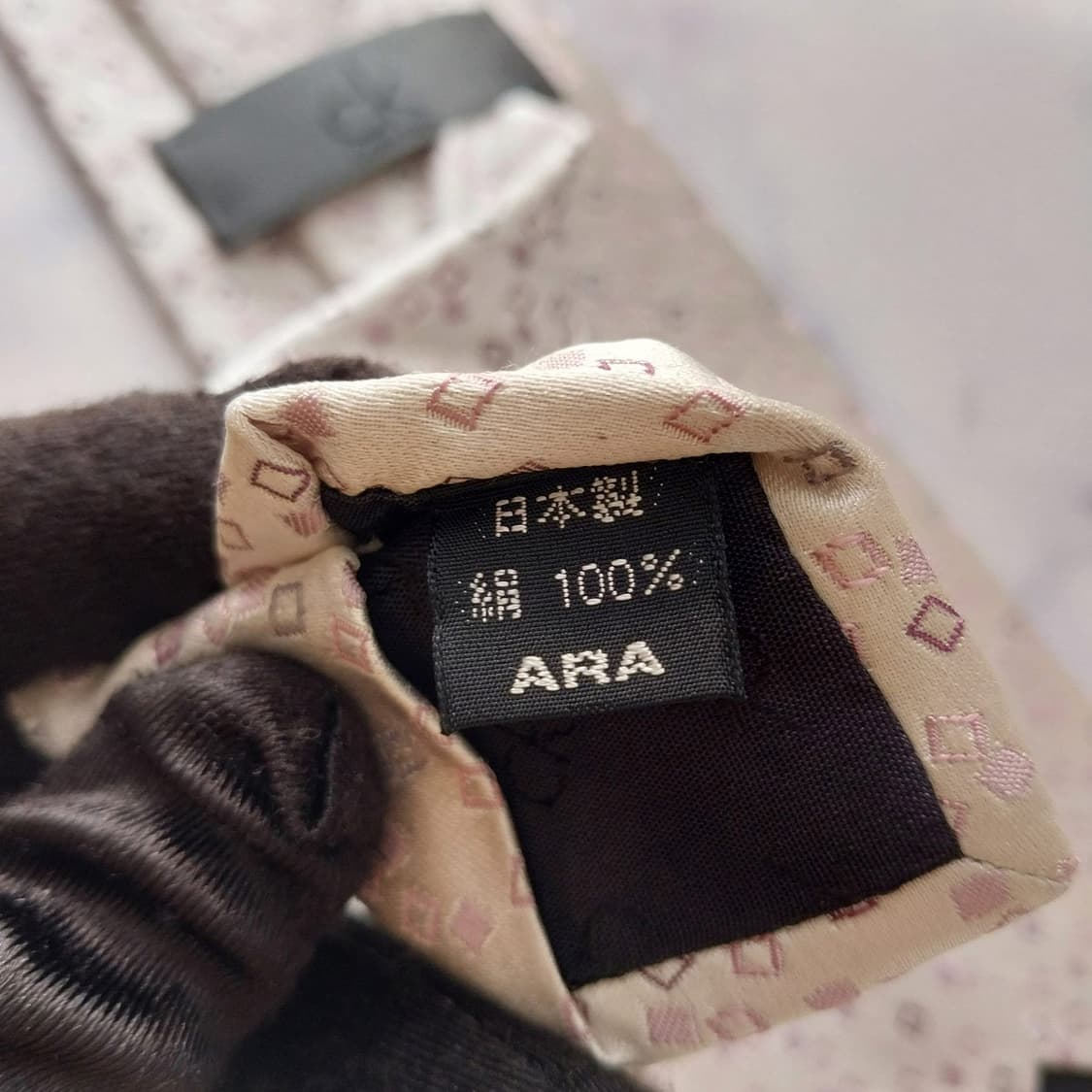 캘빈클라인 실크 아이보리 핑크 패턴 넥타이 8.7cm A+등급 K1841 상품이미지10