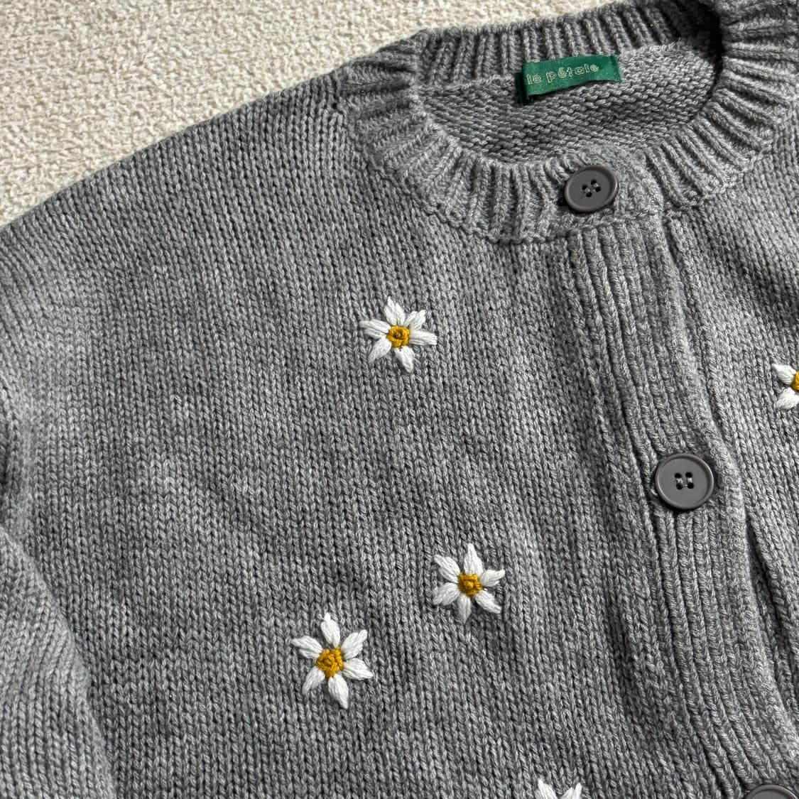 일본빈티지 그레이 플라워 니트가디건 상품이미지2