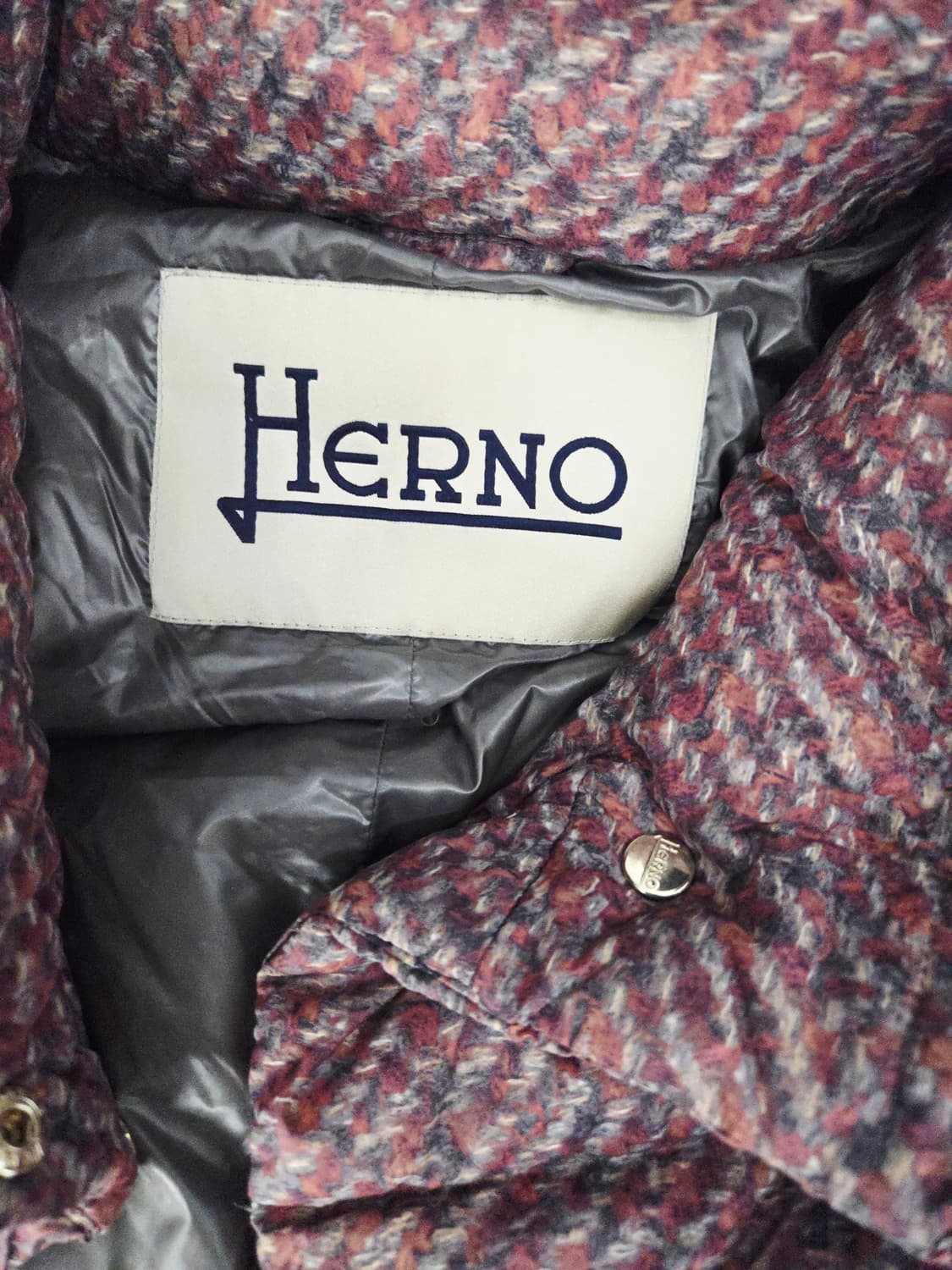 에르노(Herno) 트위드 패턴 7부 하프넥 구스다운 패딩 상품이미지7