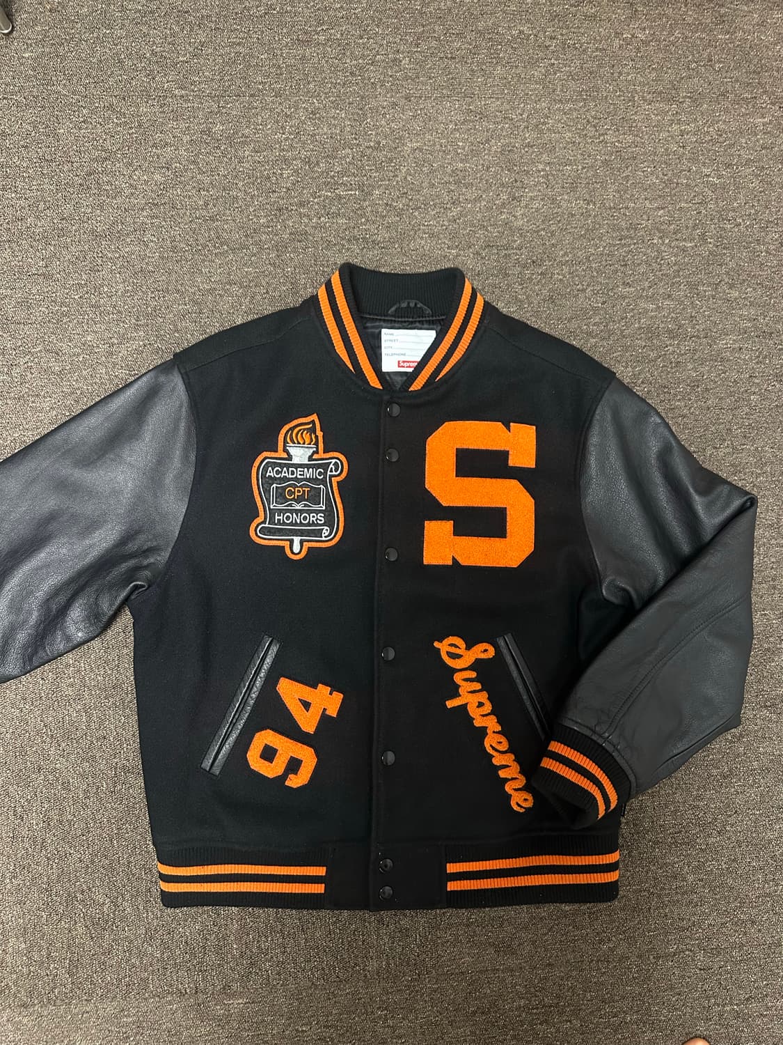 슈프림 슈프림팀 바시티자켓 블랙 M 상품이미지2