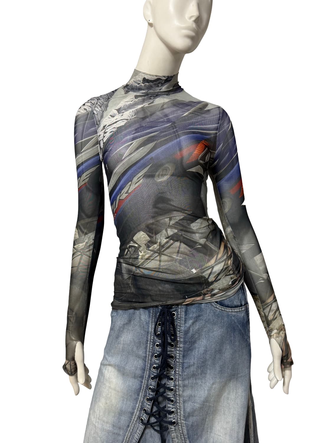 빈티지 매쉬 넥 폴라 탑 상품이미지2