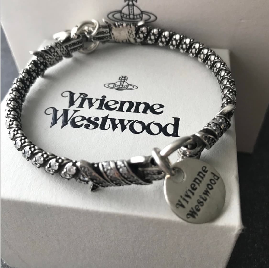 비비안웨스트우드 아카이브 orb 각인 참 크리스탈 체인 브레이슬릿 팔찌 상품이미지1