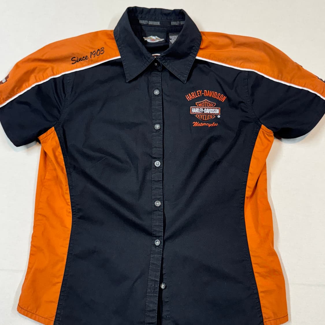 여S) 할리데이비슨 자수로고 반팔 셔츠 상품이미지2