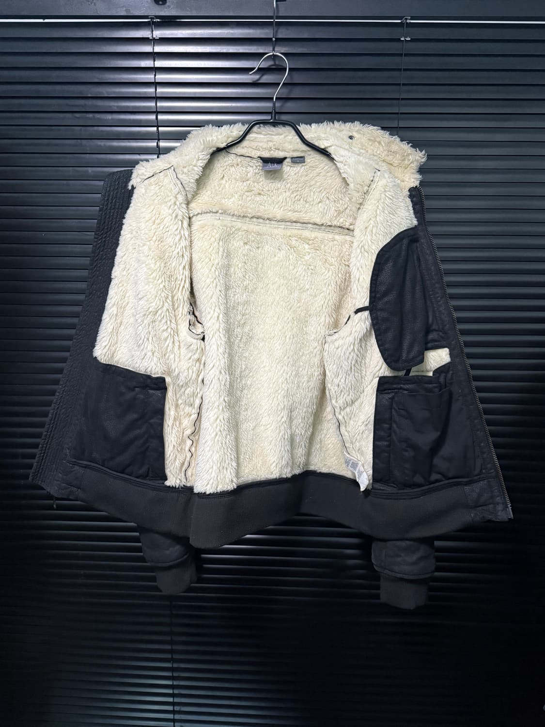아르마니 익스체인지 알마니 털 무스탕 블랙 라이더 바이커 쉐르파 스웨이드 상품이미지6