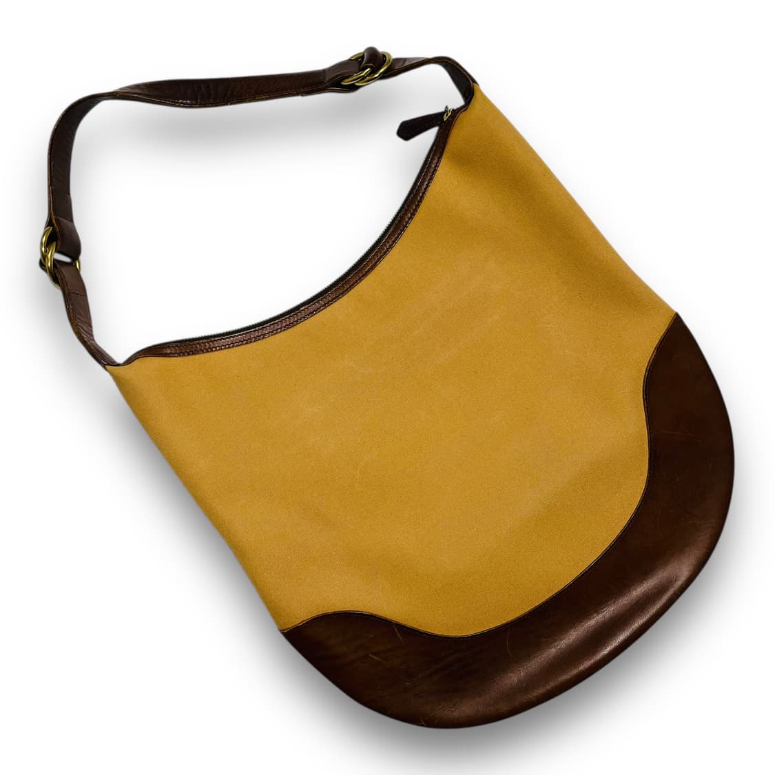 폴로 랄프로렌 미니멀 브라운 레더 캔버스 호보백 상품이미지1