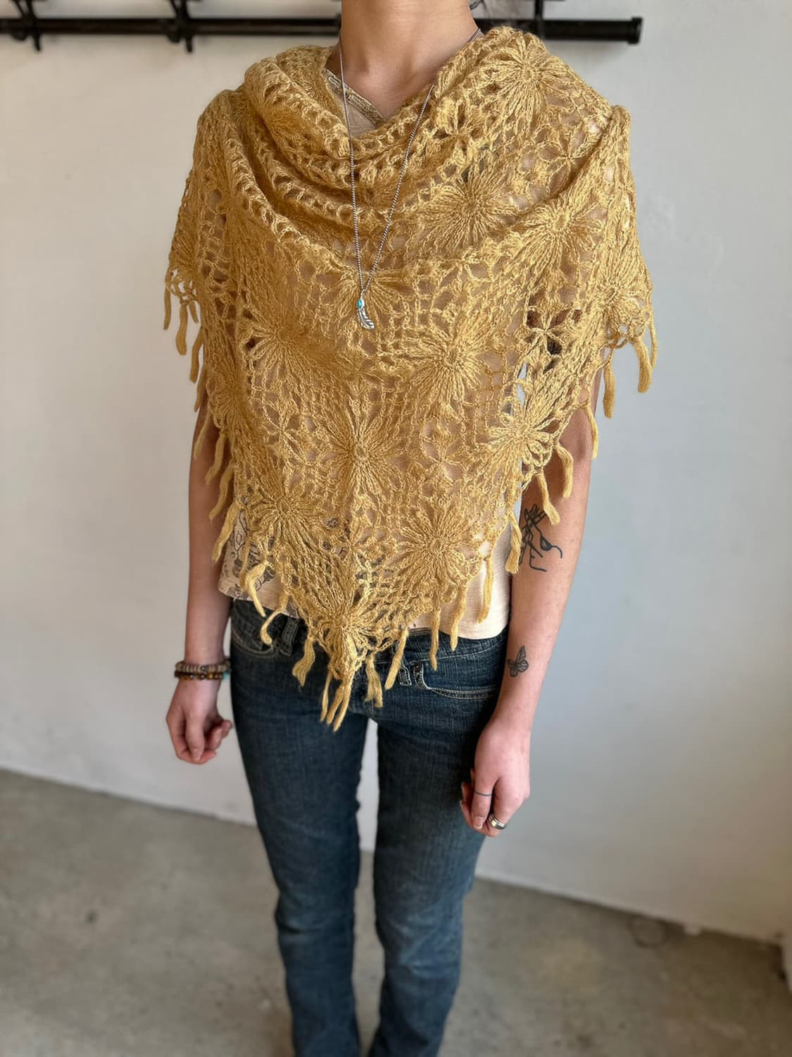 Muted Yellow Floral Crochet Muffler 0277 상품이미지7