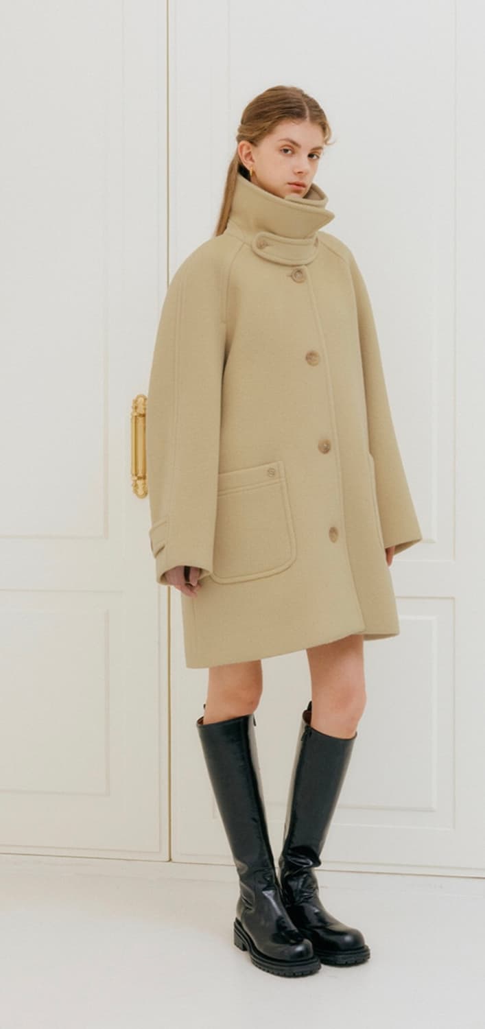 룩캐스트 버터 마리 하프 울코트 상품이미지1