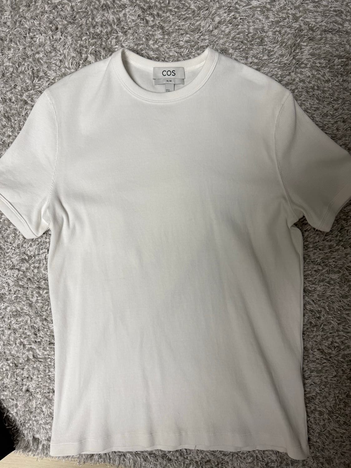 코스 cos 슬림 리브드 티셔츠 화이트 상품이미지2