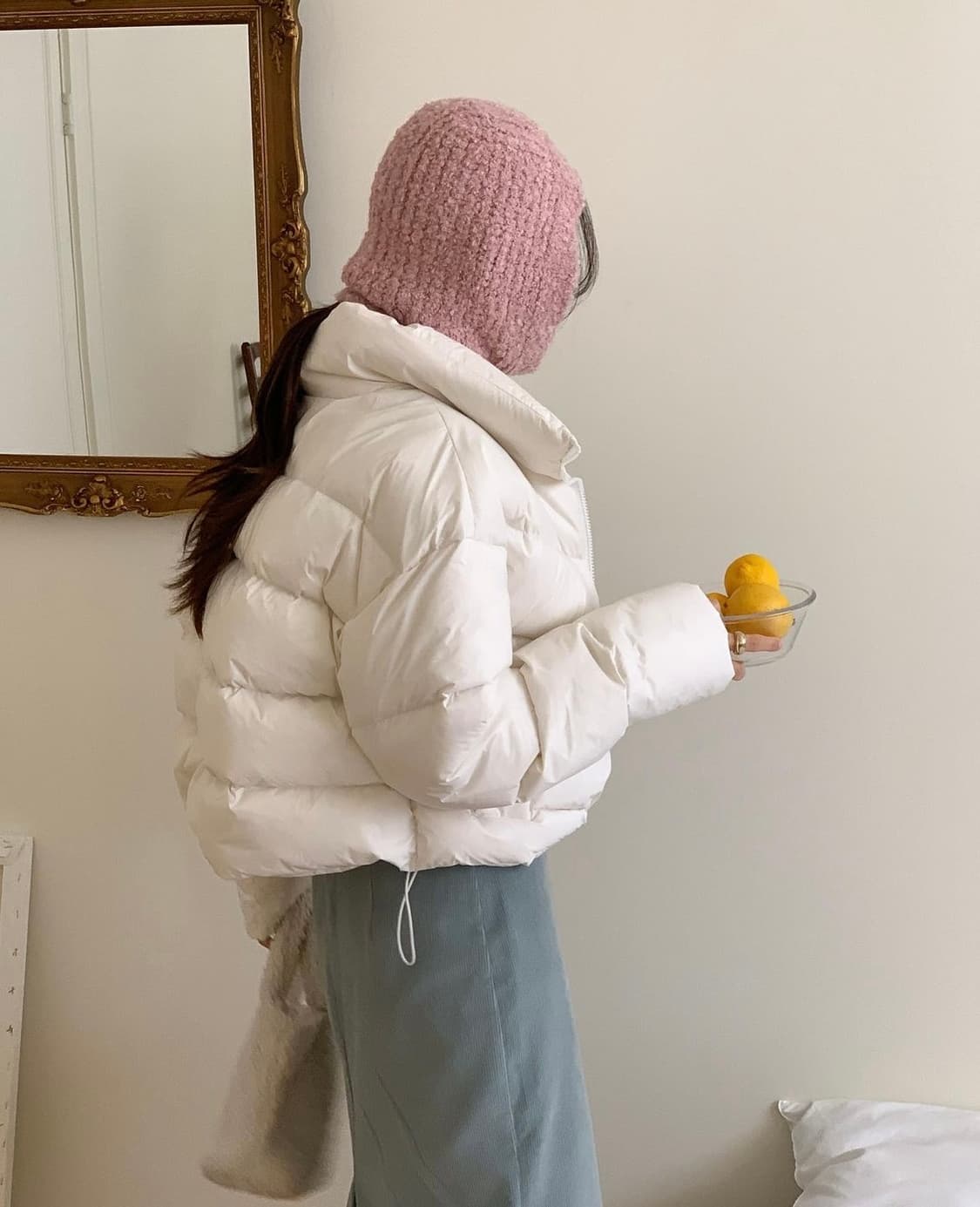 오리털 숏 패딩 아이보리, 블랙 상품이미지2