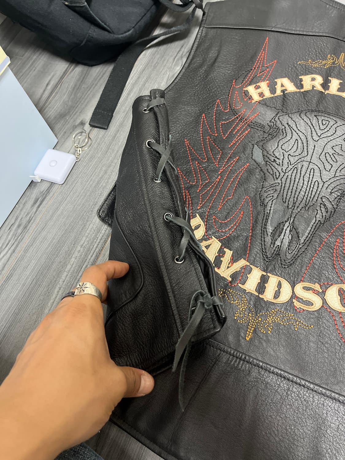90's harley davidson leather vest 상품이미지6