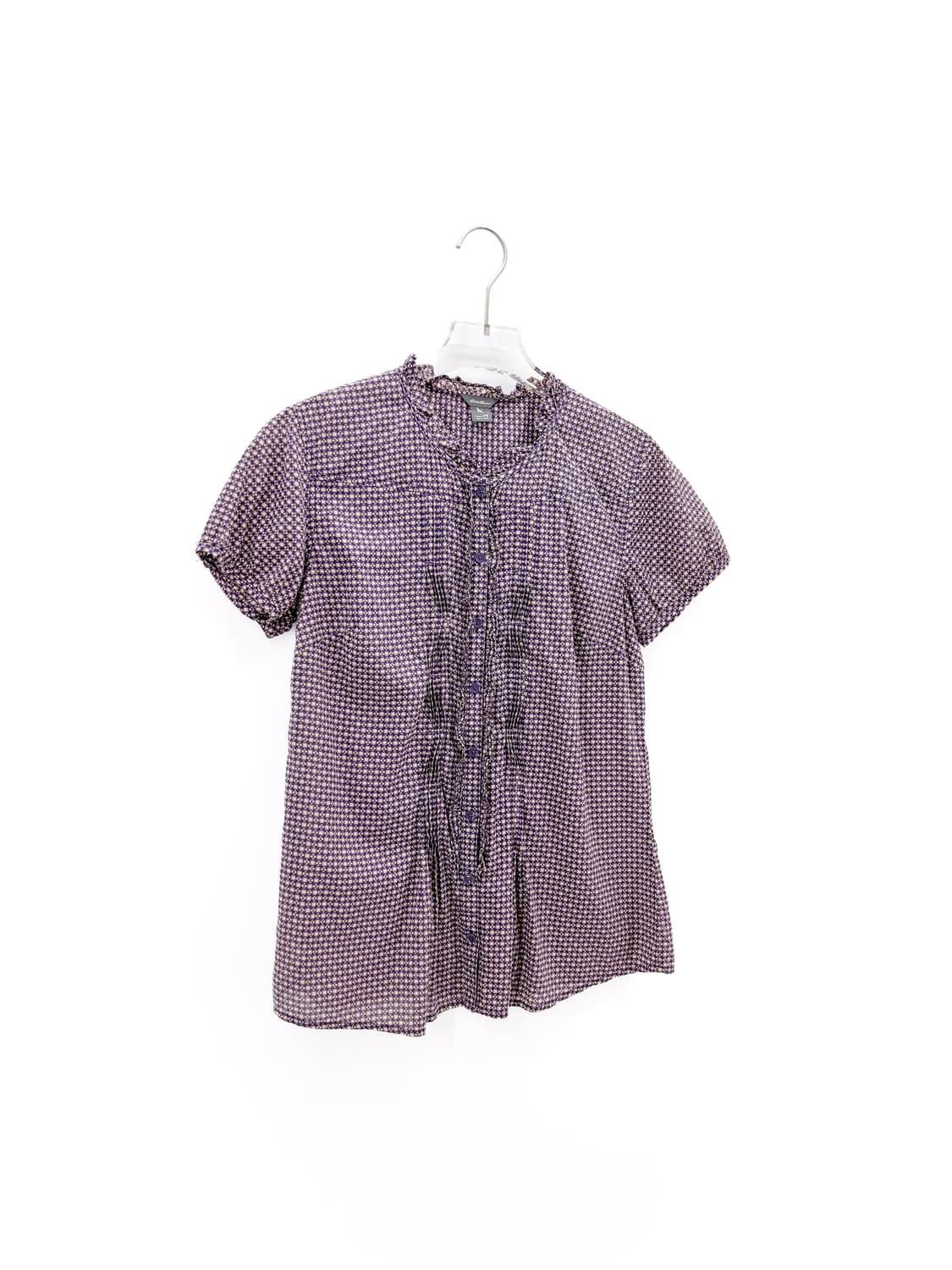 에디바우어 핀턱 셔링 반팔 블라우스 상품이미지1