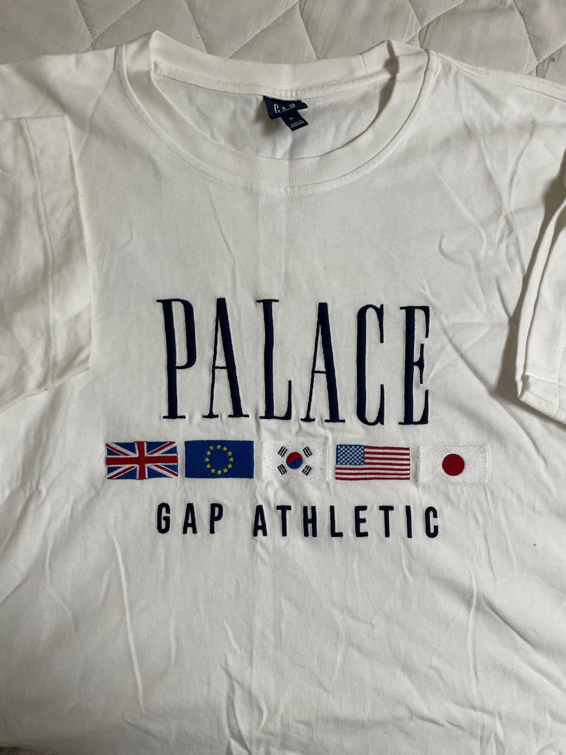 [XL] GAP x 팔라스 만국기 반팔티 화이트 상품이미지1