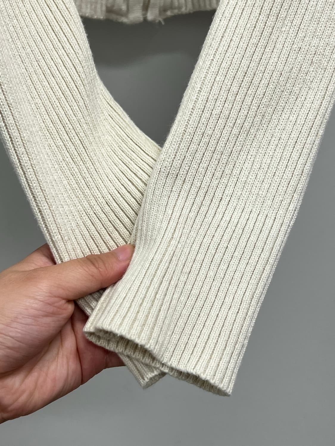 스컬프터 크롭 니트 집업 아이보리 상품이미지4