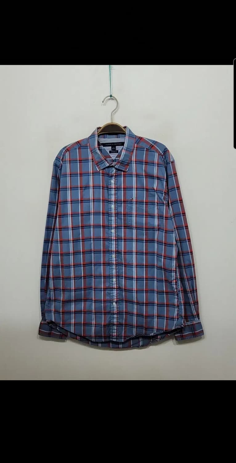 (L) 타미힐피거 남방 체크 셔츠 토미 로고 포켓  상품이미지1