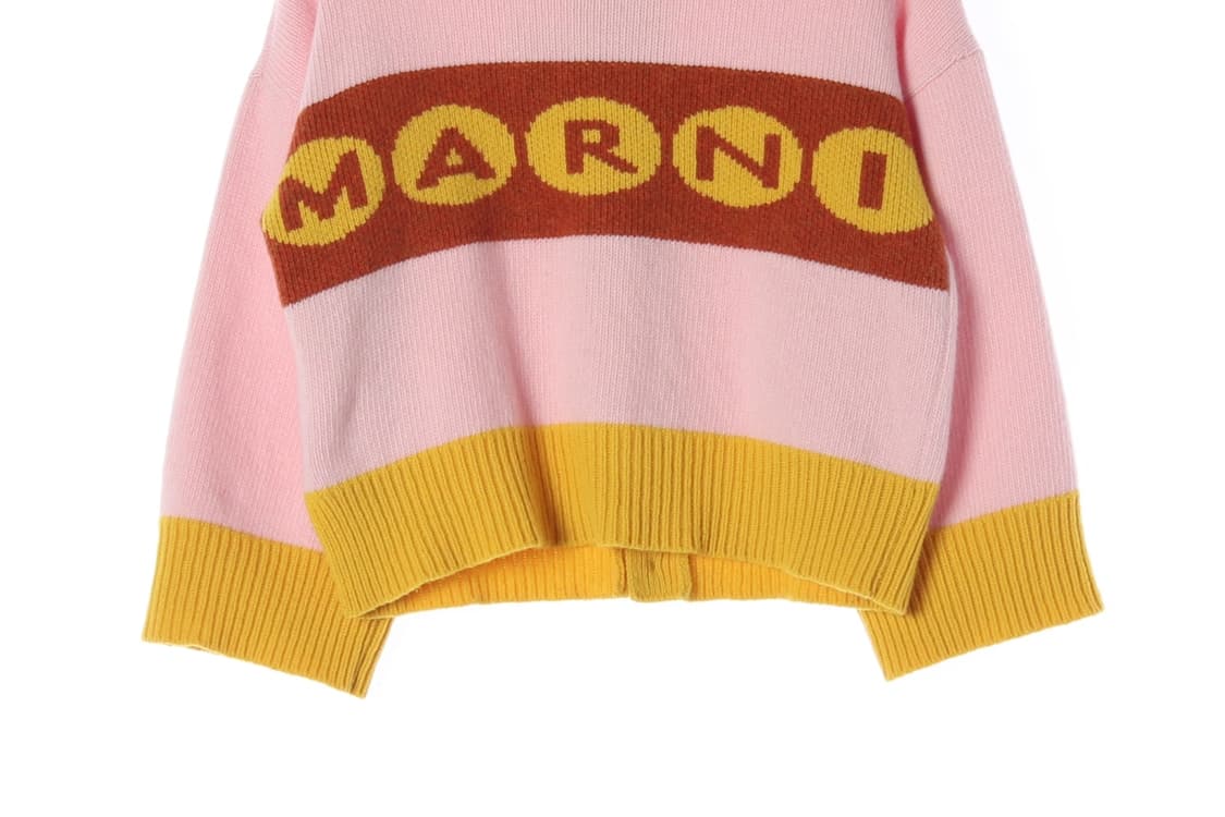 (새상품)[M]마르니 울100% 핑크 로고 크롭 반팔 니트
 상품이미지4