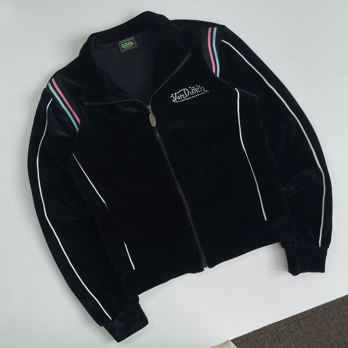 Von dutch 본더치 블랙 벨벳 비즈포인트 Y2K 트랙탑 져지 상품이미지2