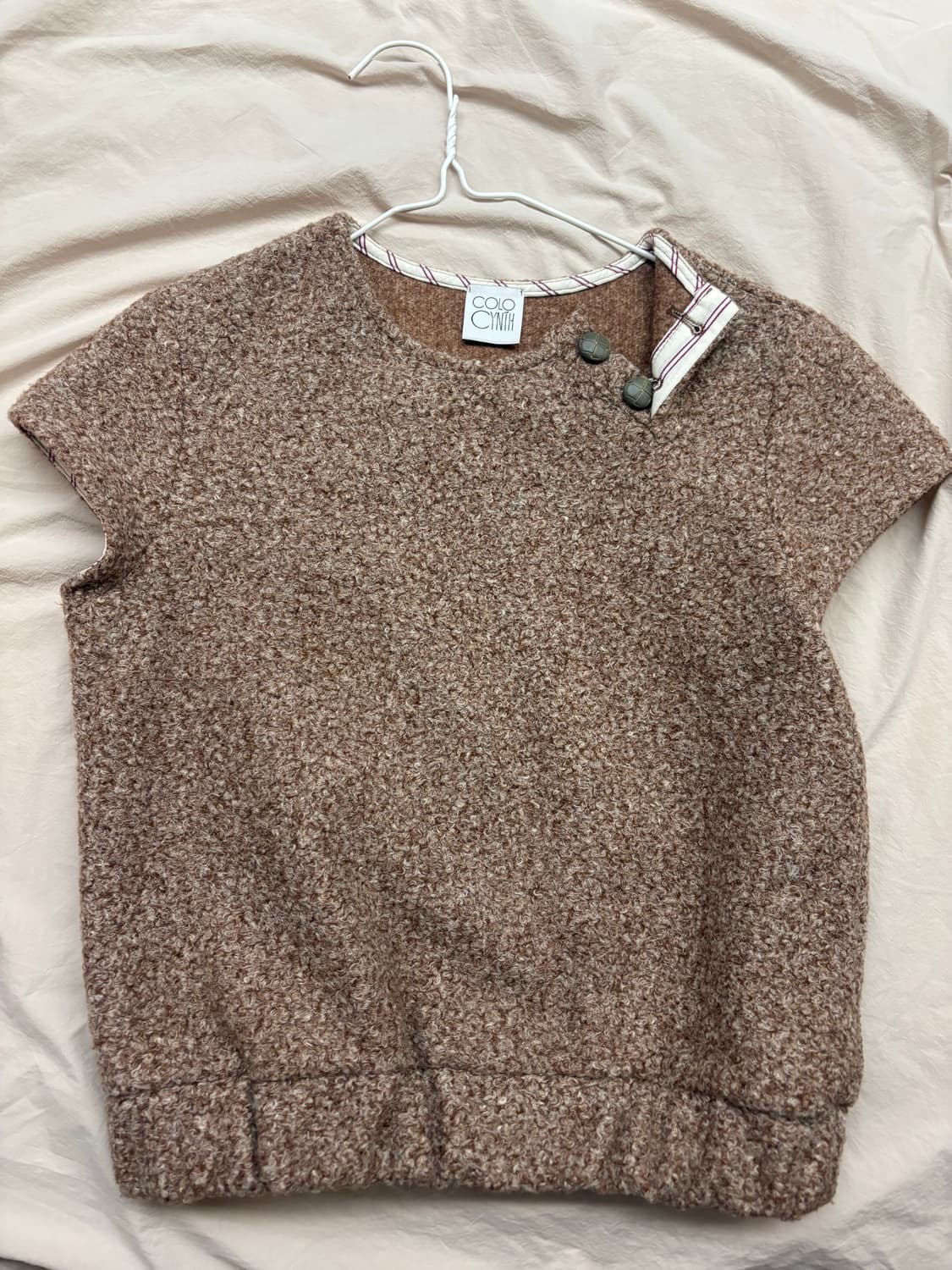 grandma’s button kint vest / milk brown 상품이미지1