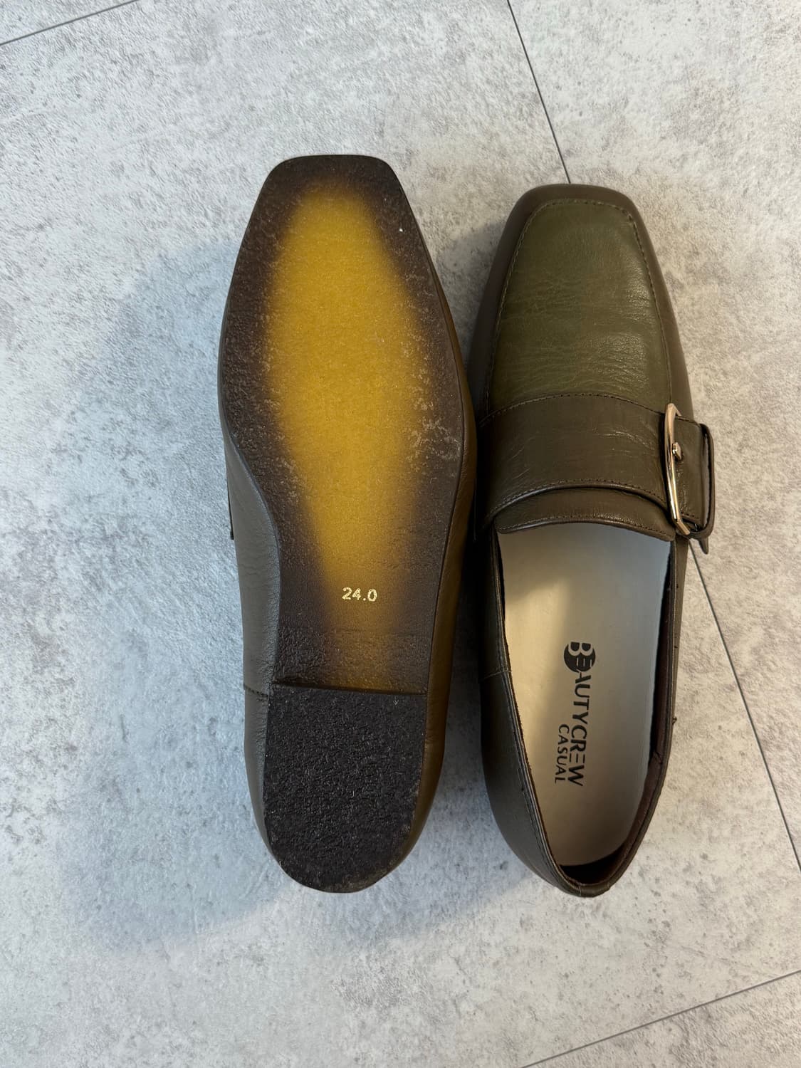 BeautyCrew casual 카키 스퀘어토 버클 로퍼 상품이미지7