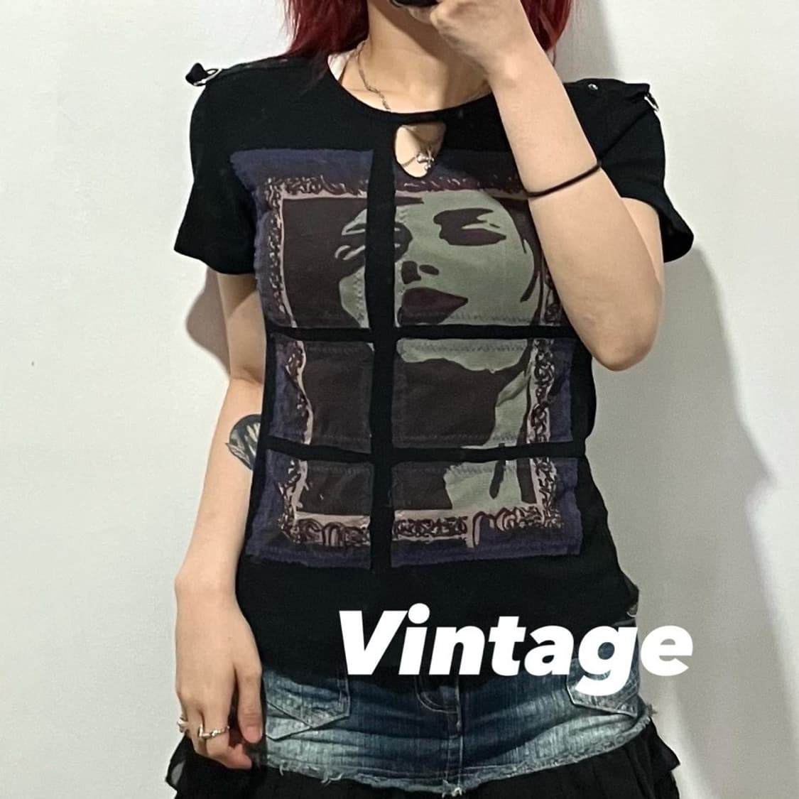 펑크 디테일 프린팅 반팔티 상품이미지1