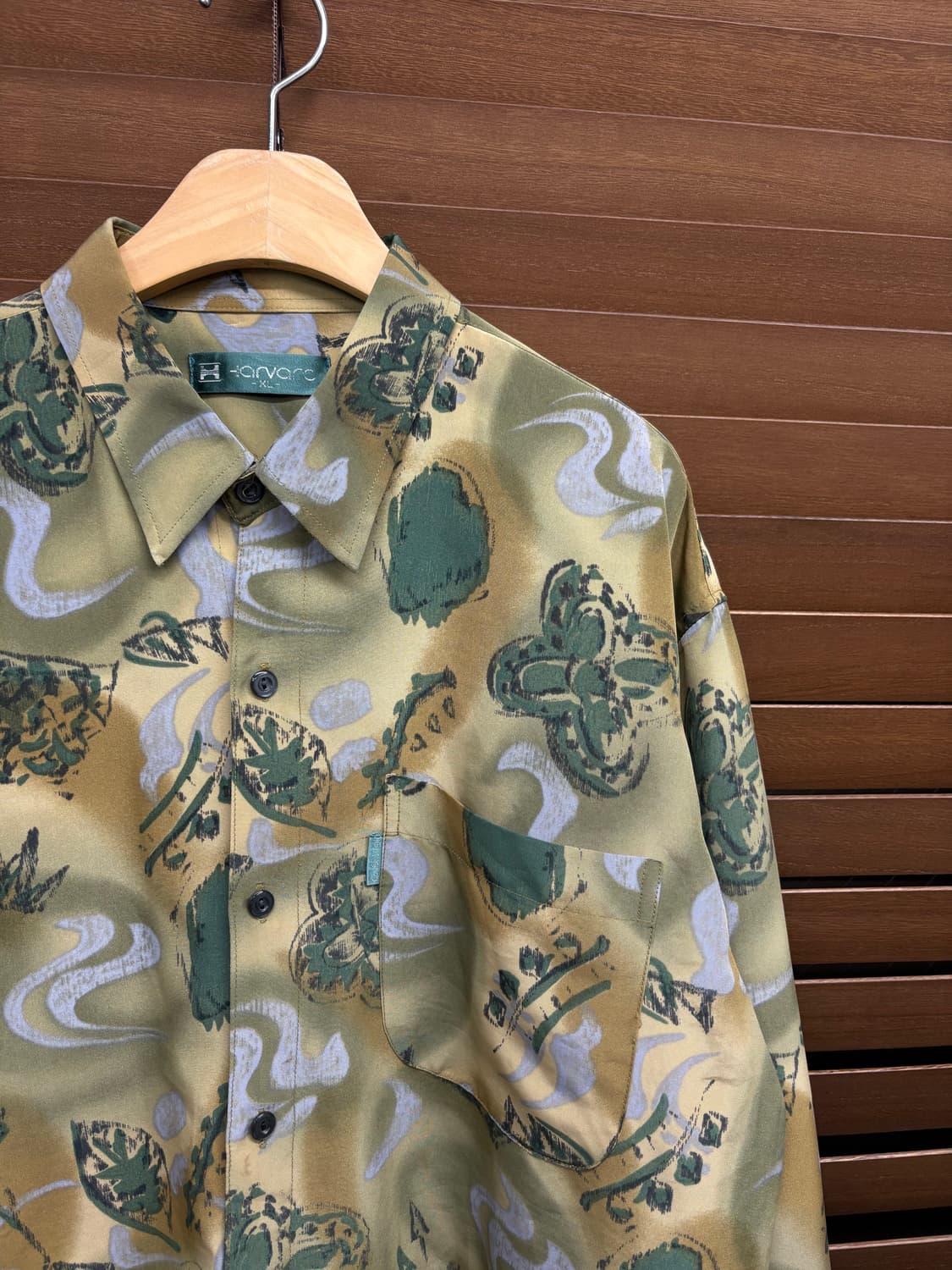 빈티지 기하학 클로버 패턴 셔츠 상품이미지3