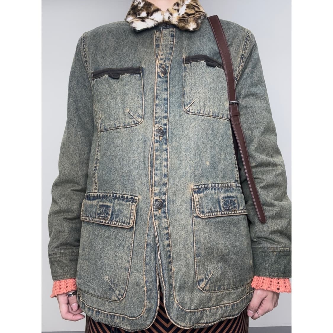 빈티지 데님 퍼 자켓 상품이미지1