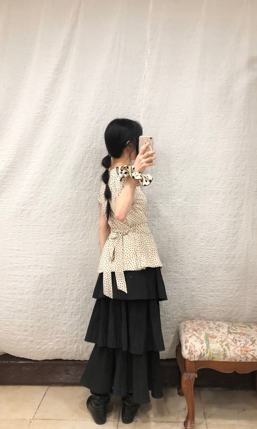 Dot ribbon blouse top 상품이미지5